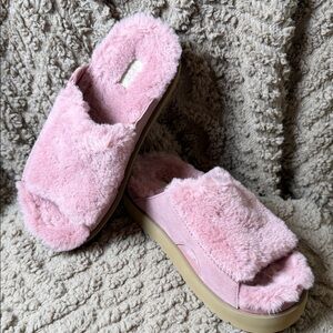 UGG Pink Fuzzy Women's Mules